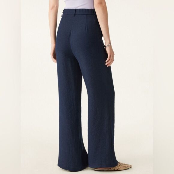 New OGL Viscose-Linen Weave European Linen Mid Rise Flared Pant with Pockets - Picture 2 of 13